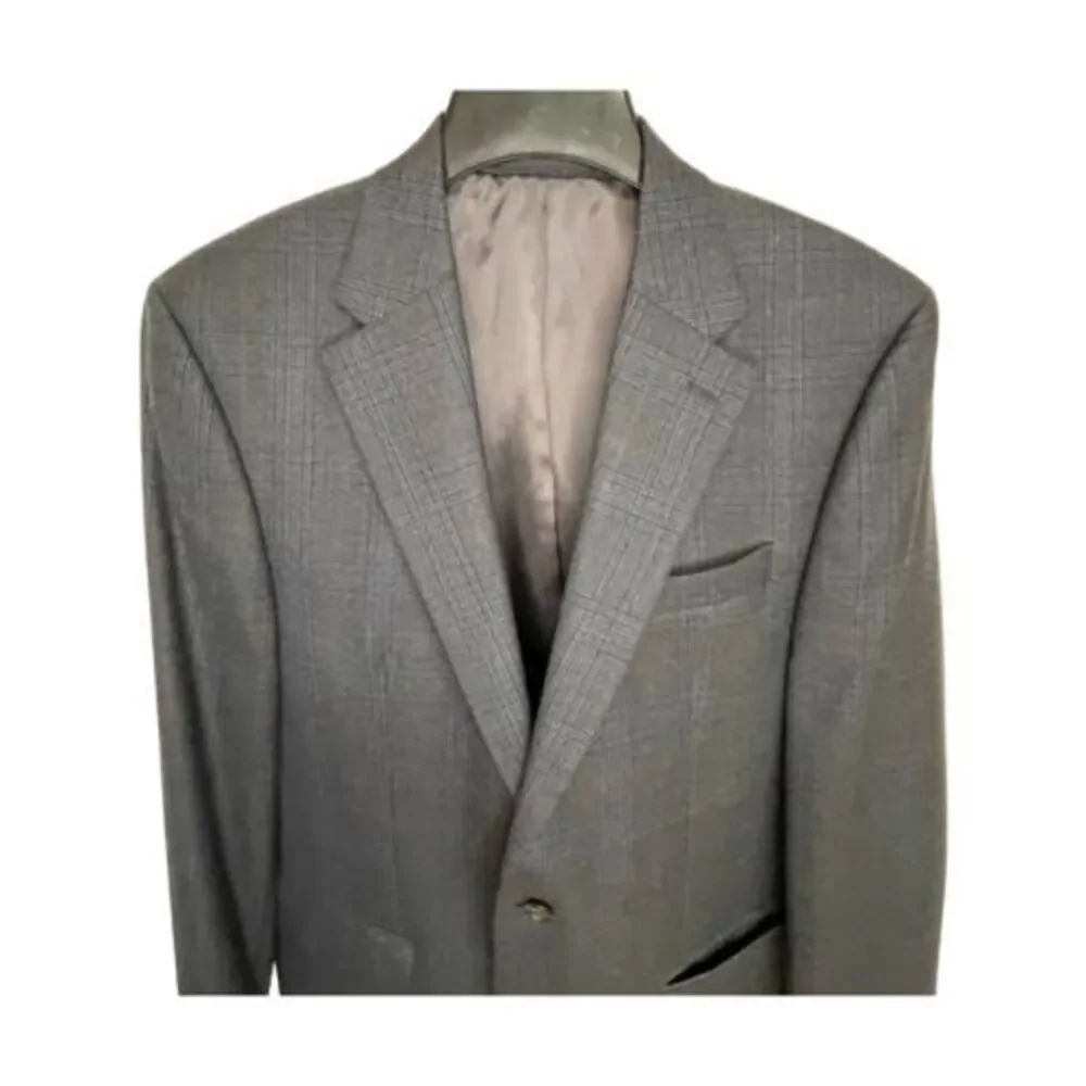 Lauren Ralph Lauren Gray‎ Glen Plaid 100% Wool Mens Sport Coat Jacket 42L
